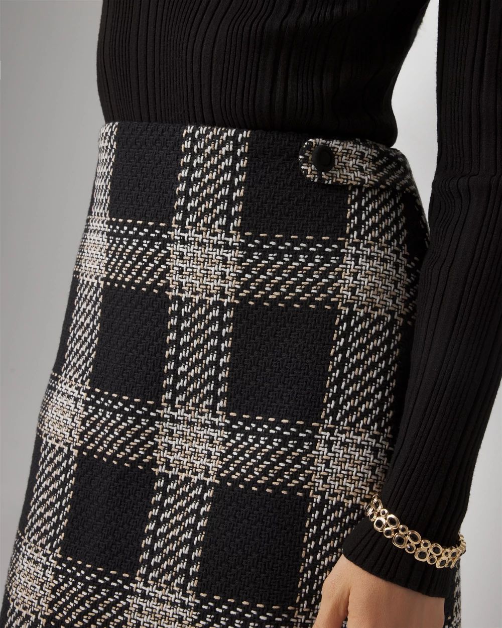 White house black market sweater plaid skirt dress cheap